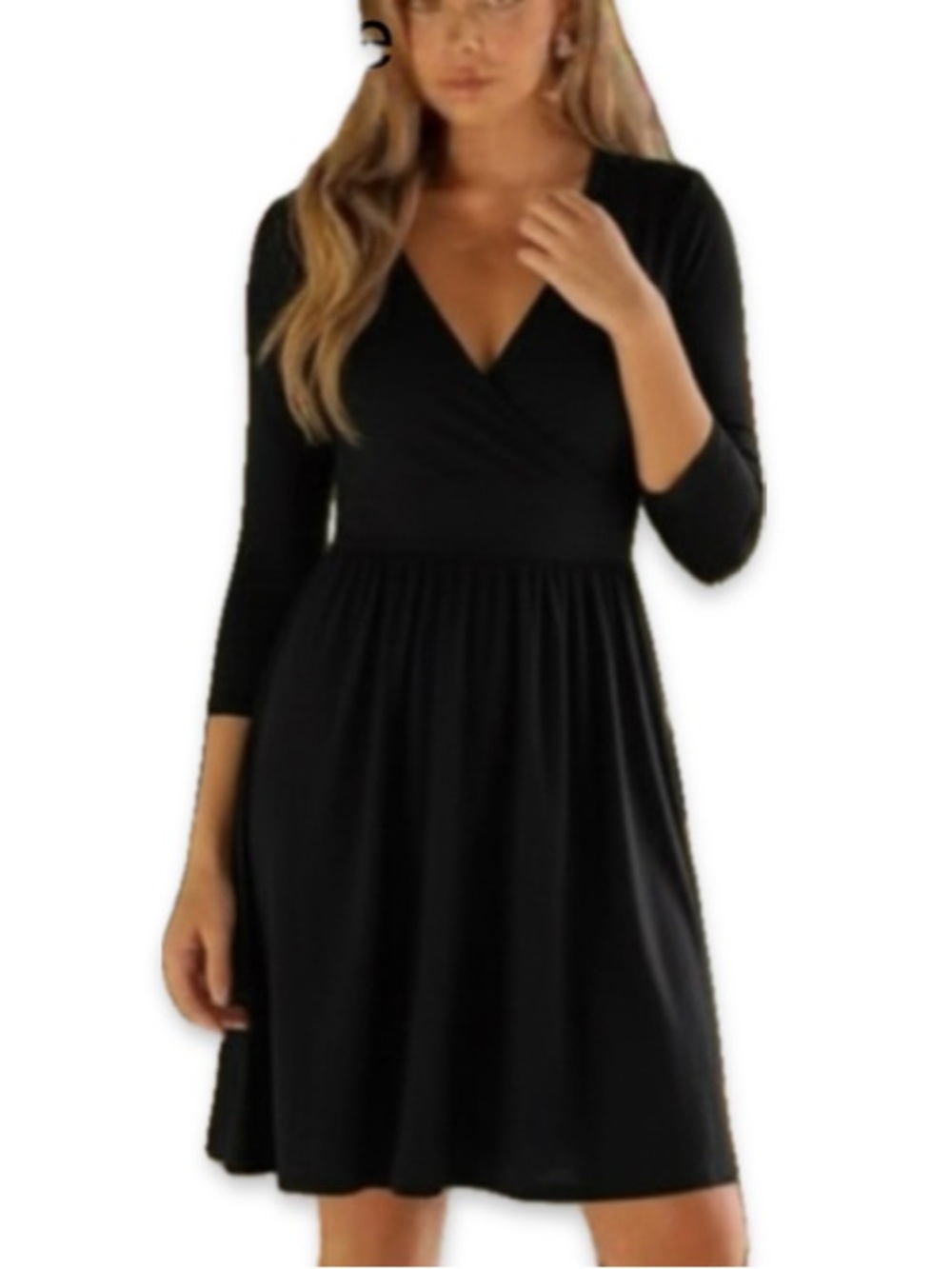 Abercrombie & Fitch Black V-Neck Swing Dress 3/4 Sleeve Fit Flare Medium
